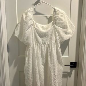 Amaryllis Women's Chevron Pattern Square Neck Puff Sleeve Mini Dress XL